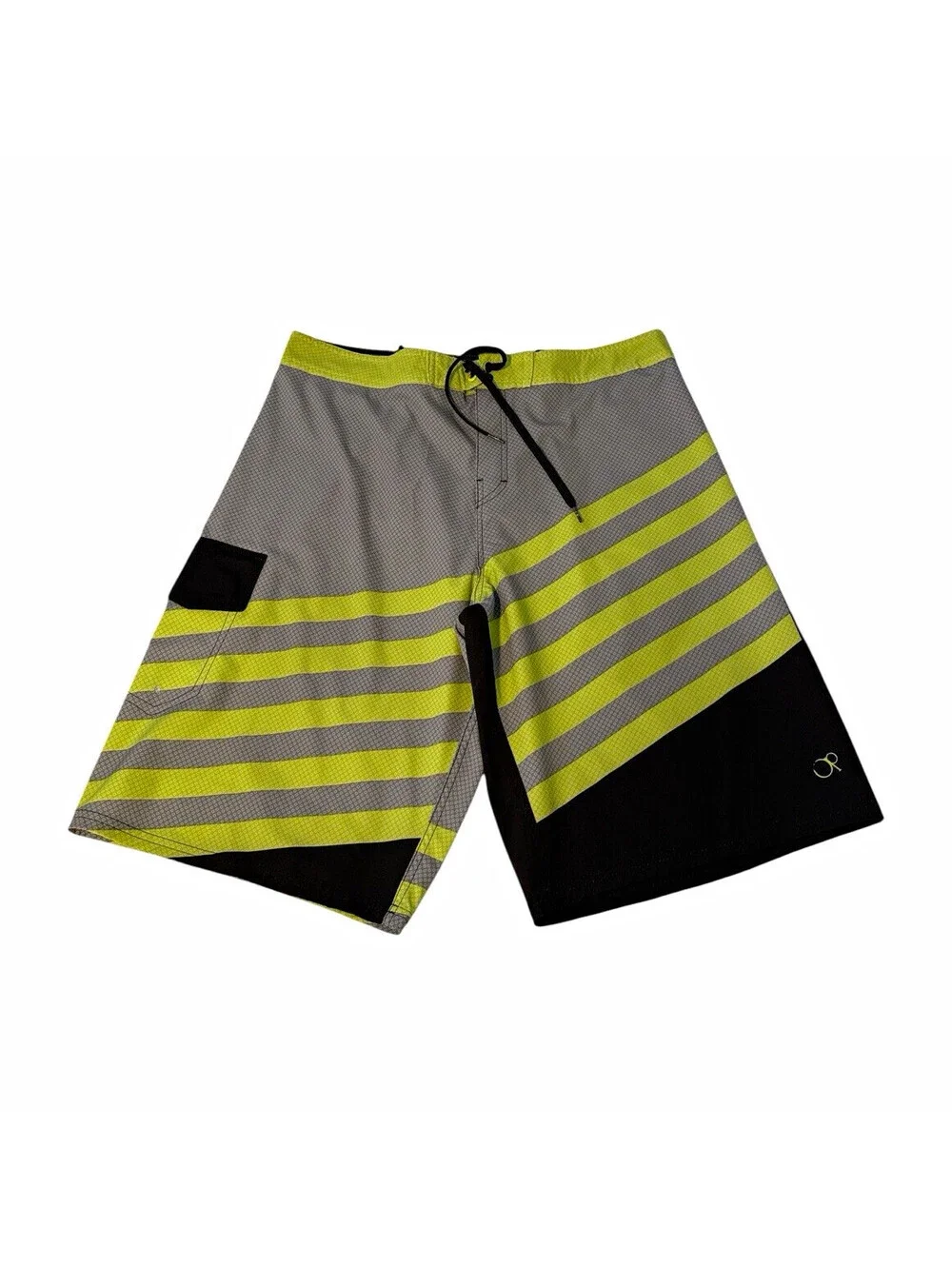 OP OPFLEX 4-Way Stretch Striped Men's Board Shorts Size 38 Gray Green Black